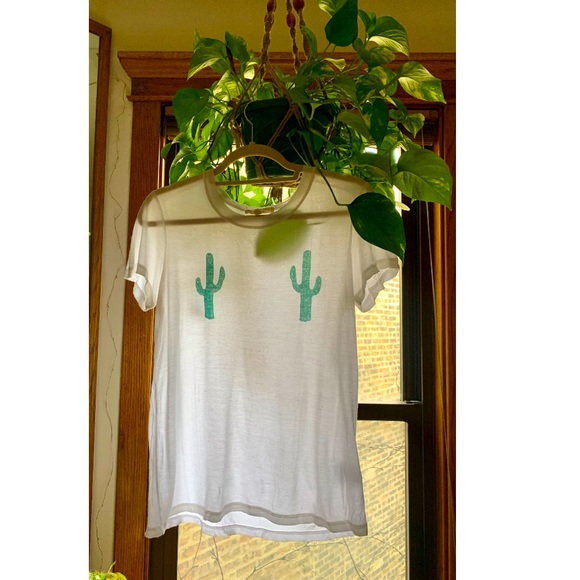 Truly Madly Deeply Tops - White cactus titty tee